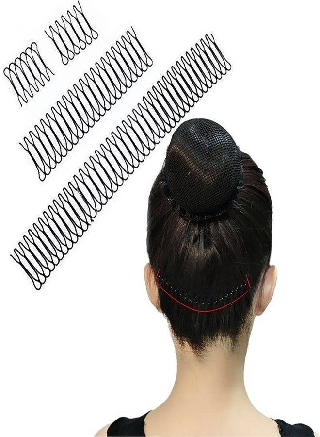 FeelingWarm U Shape Hair Finishing Fixer Comb, 6 Pieces Bobby Bangs Holder Styling Tool Stretchable Hair Pin U Shape Wavy Comb Clips Spring Headband Circle Styling Black Pins Bun Hairpins for Women Girl - Image 4