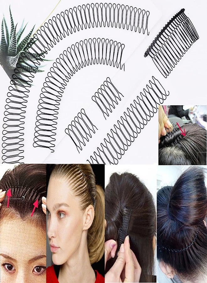 FeelingWarm U Shape Hair Finishing Fixer Comb, 6 Pieces Bobby Bangs Holder Styling Tool Stretchable Hair Pin U Shape Wavy Comb Clips Spring Headband Circle Styling Black Pins Bun Hairpins for Women Girl - Image 2