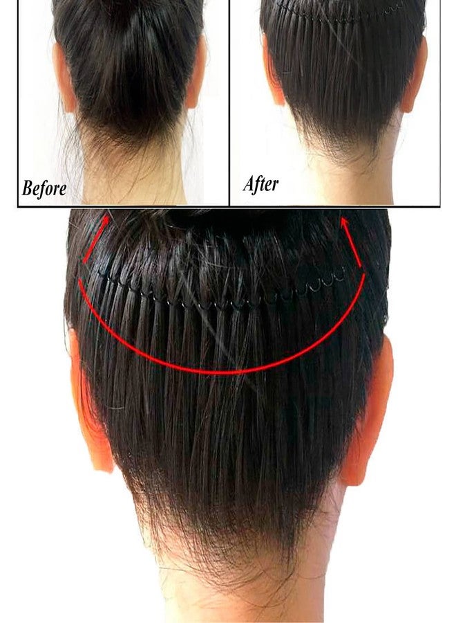 FeelingWarm U Shape Hair Finishing Fixer Comb, 6 Pieces Bobby Bangs Holder Styling Tool Stretchable Hair Pin U Shape Wavy Comb Clips Spring Headband Circle Styling Black Pins Bun Hairpins for Women Girl - Image 5