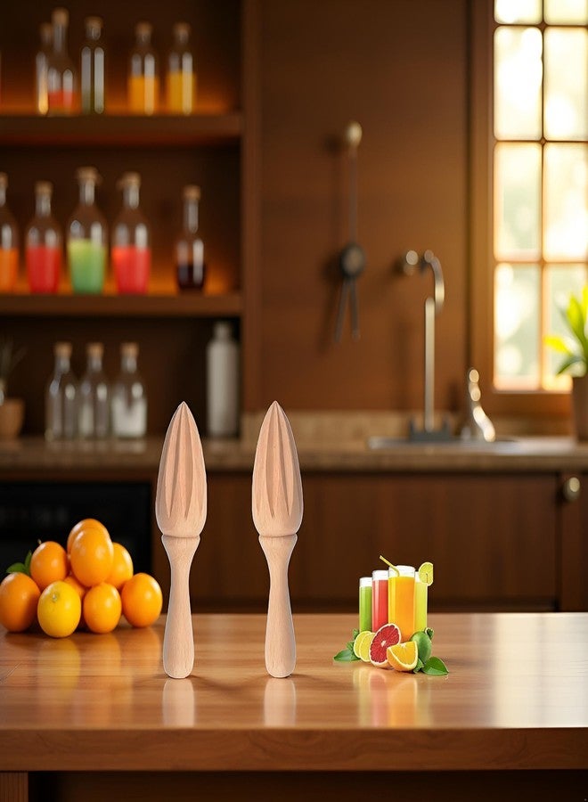 GANPUB 2Pcs Wooden Citrus Juicer - Handheld Manual Lemon/Orange Reamer | Portable Fruit Squeezer Tool for Home, Cafe and Bar, Kitchen Utensils, Bartender Accessories - Image 5