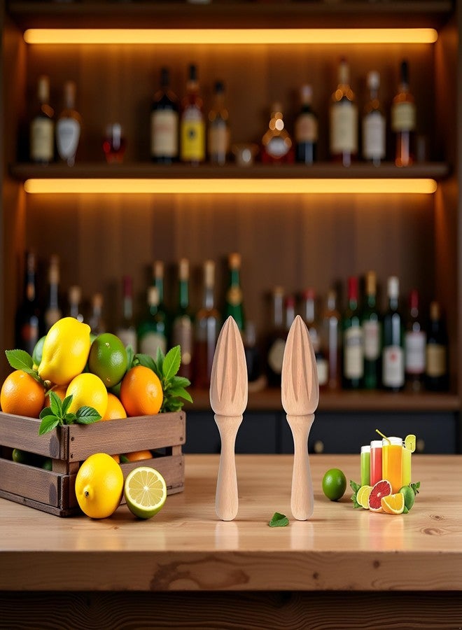 GANPUB 2Pcs Wooden Citrus Juicer - Handheld Manual Lemon/Orange Reamer | Portable Fruit Squeezer Tool for Home, Cafe and Bar, Kitchen Utensils, Bartender Accessories - Image 3