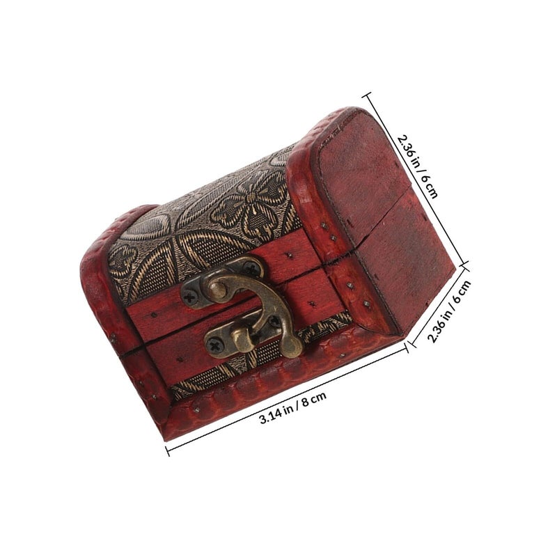 Wooden Jewelry Box 2 Pieces Vintage Chinese Classical Trinket Holder Mini Treasure Chest Decorative Charm Box For Storage And Travel - Image 3