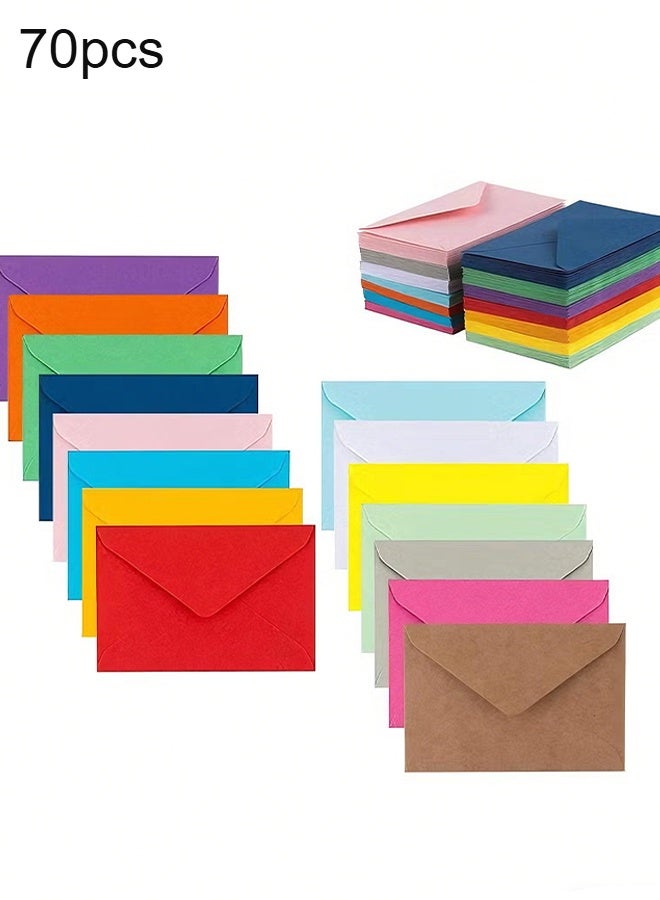 Happy D 70 Packs of Mini Colored Envelopes 14 Colors Size: 4 Inches × 2.7 Inches - Image 1