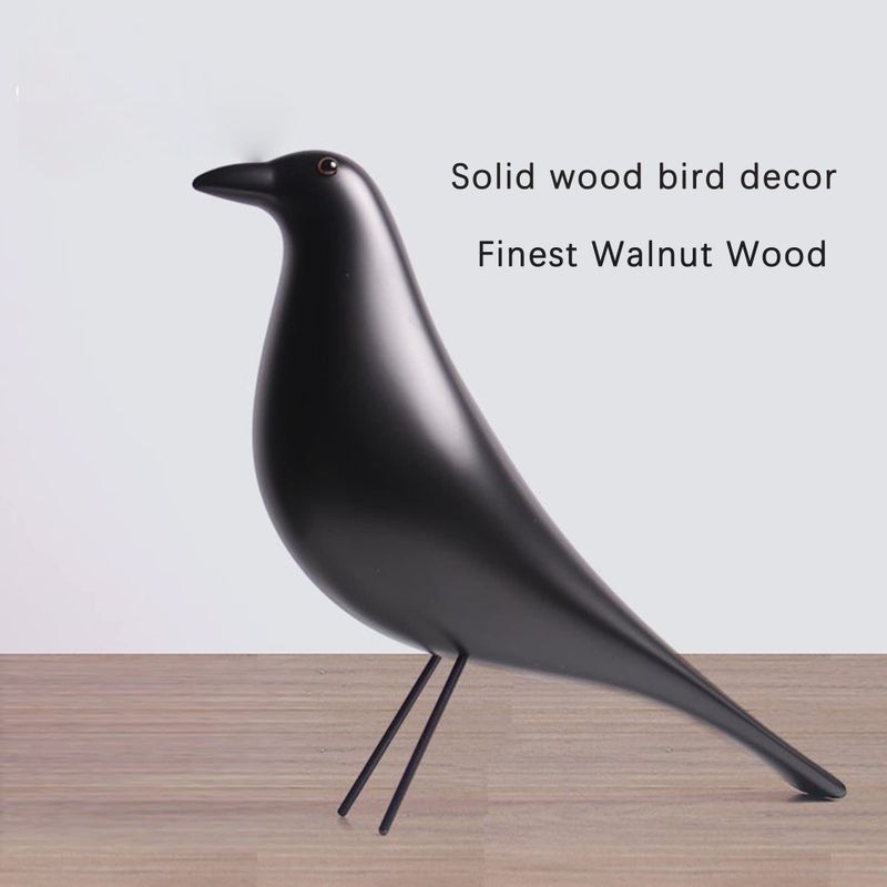 BiG V Modern Home Decor Birds Figurine - Mid Century Walnut Wood Home Office Decor Art Pigeon Gifts (Black Wood) - Image 3