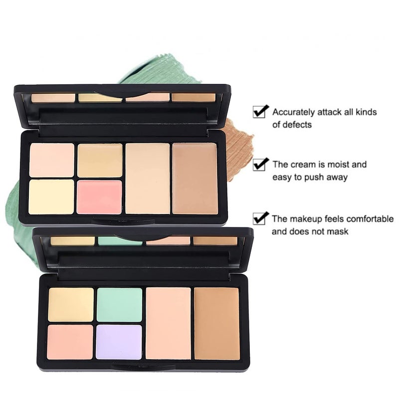 Eakroo 6 Colors Correcting Concealer Palette, Makeup Cream Contour Palette with Brush, Contouring Foundation Highlighting Concealer Palette for Conceals Dark Circles, Redness, Acne, Blemishï¼ˆBï¼‰ - Image 2