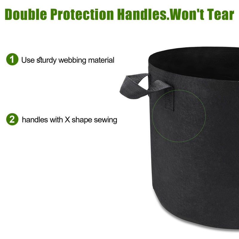OPPOLIFE 5-Pack 5 Gallon Plant Grow Bags, Heavy Duty Aeration Fabric Pots with Handles for Garden and Planting - Image 4