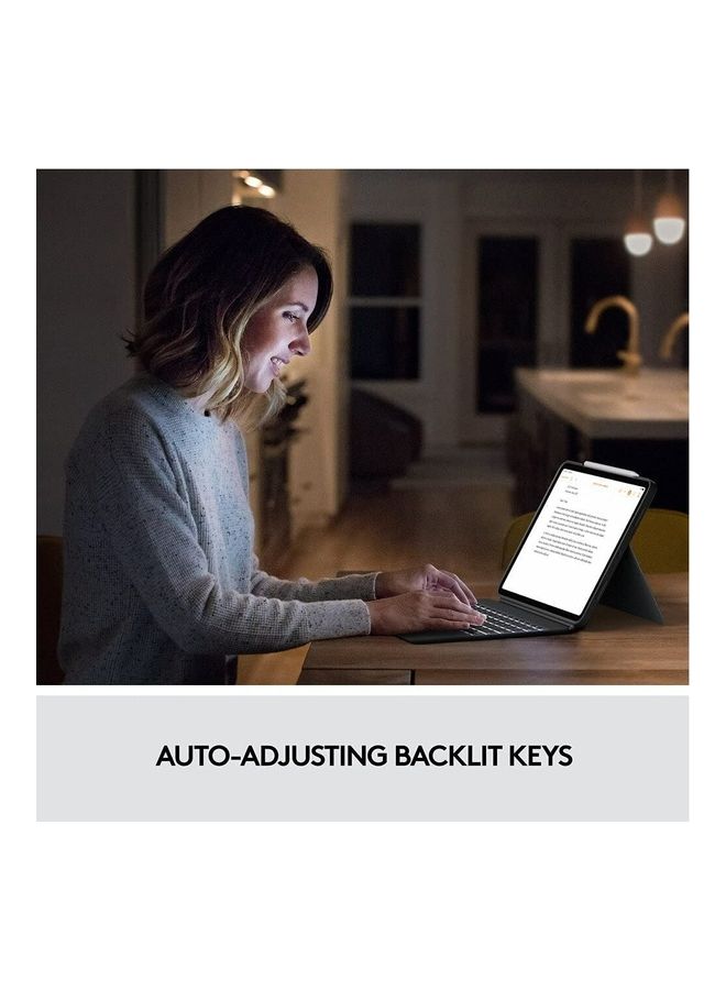 Logitech Combo Touch iPad Pro 11 inch 1st, 2nd, 3rd gen 2018, 2020, 2021, Detachable Backlit Keyboard, Click Anywhere Trackpad, Smart Connector, QWERTY Arabic Grey, Graphite, 920-010135 - Image 4