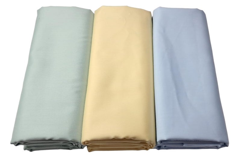MAMRAJ Men's 100% pure Giza Cotton Unstitched Shirt Fabric 2.5 Meter ( Ethnic, Formal, Casual, summer wear.) ( Trendy Satin Shirts ) Set of 3 Shirt (Light Aqua, Lemon Yellow, Sky Blue) - Image 1