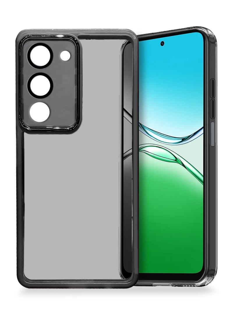 Wtech Oppo A5 4G/5G 2025 Soft Transparent TPU Camera Lens Protection Silicone Ultra Thin Phone Stylish Electroplated Camera Border Back Case Cover - Black - Image 1