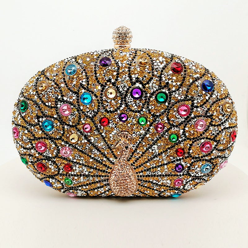 New Peacock Diamond Dinner Bag Retro Party Bag Black High-End Gift Bag - Image 1