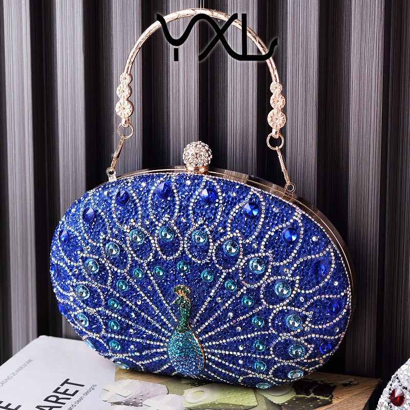 New Peacock Diamond Dinner Bag Retro Party Bag Black High-End Gift Bag - Image 4