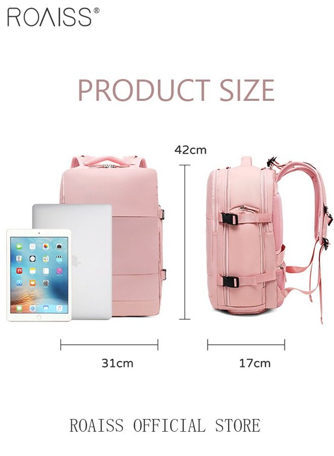 roaiss Travel Backpack for Men Women Carry On Backpack with USB Charging Port Shoe Compartment 15.6 Inch Laptop Backpack Flight Approved College School Bag Casual Daypack for Weekender Business Hiking  - Image 2