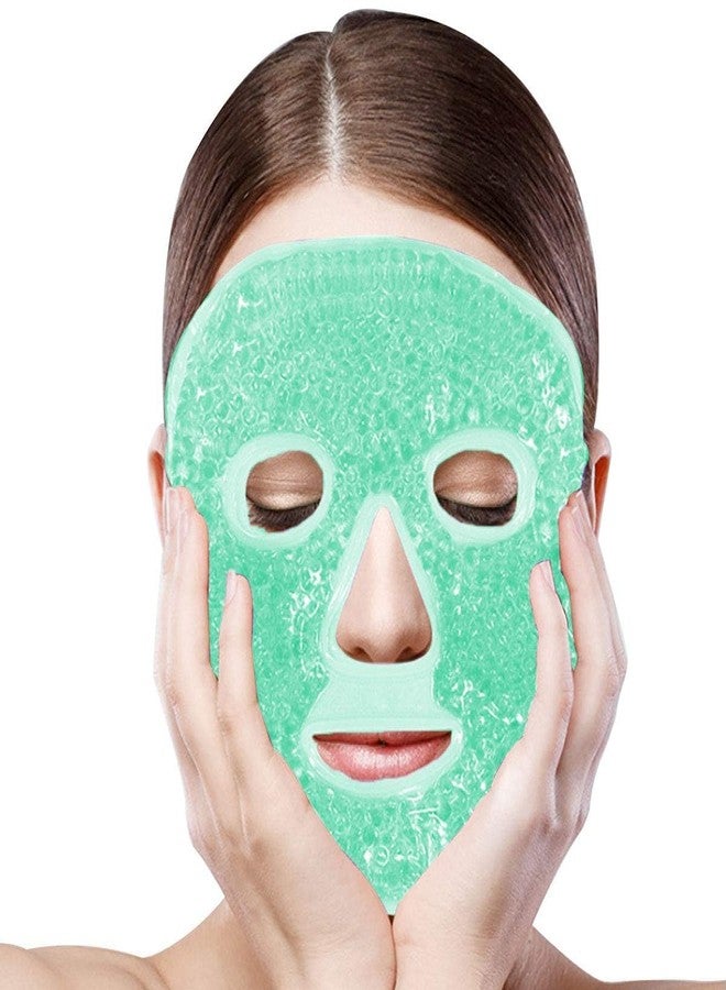 SHOPOGENIX Face Ice Pack, Reusable Hot & Cold Ice Face Mask, Gel Ice Mask for Puffy Eyes and Swelling, Facial Spa Cooling Mask for Women and Men (Green) - Image 1