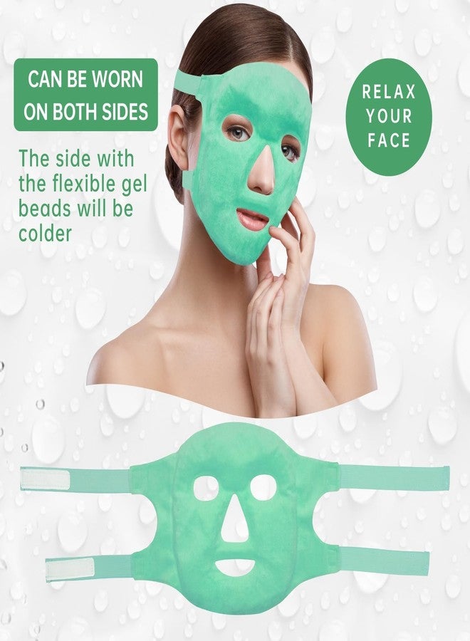 SHOPOGENIX Face Ice Pack, Reusable Hot & Cold Ice Face Mask, Gel Ice Mask for Puffy Eyes and Swelling, Facial Spa Cooling Mask for Women and Men (Green) - Image 2