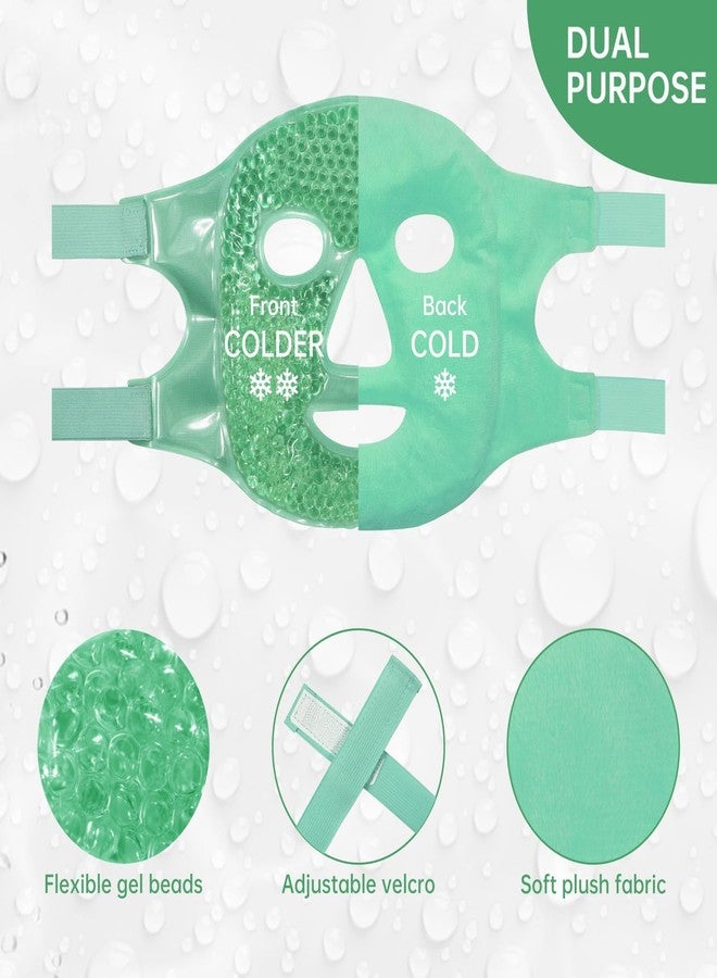 SHOPOGENIX Face Ice Pack, Reusable Hot & Cold Ice Face Mask, Gel Ice Mask for Puffy Eyes and Swelling, Facial Spa Cooling Mask for Women and Men (Green) - Image 4