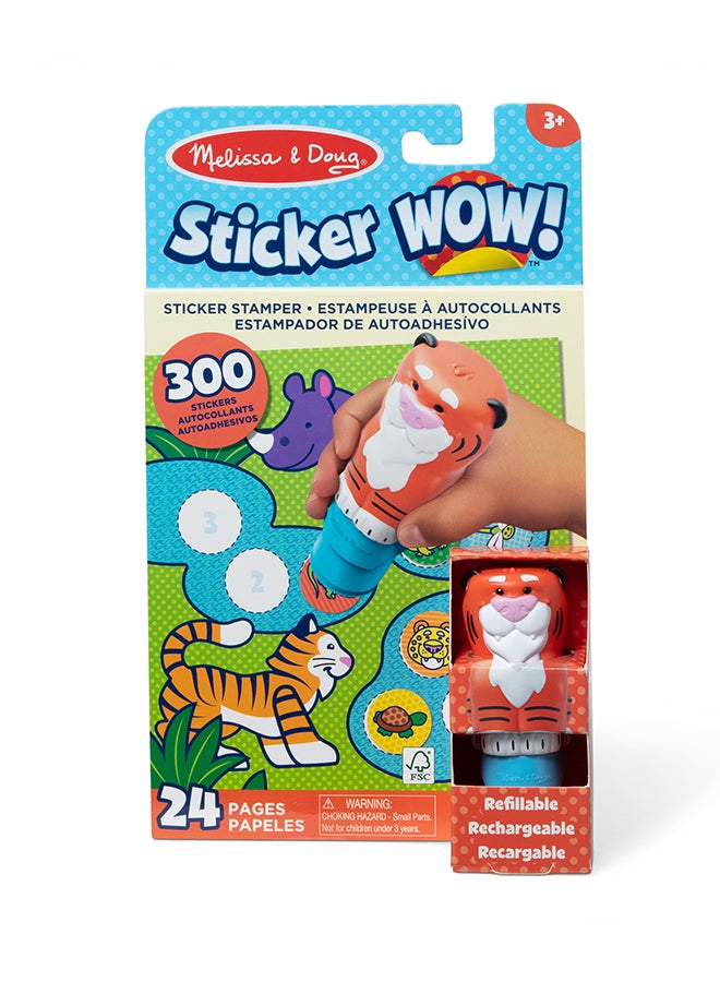Melissa & Doug Sticker Wow! 24 Page Activity Pad and Sticker Stamper, 300 Stickers, Collectible Figure Fidget Toy for Arts Crafts - Tiger - Image 1