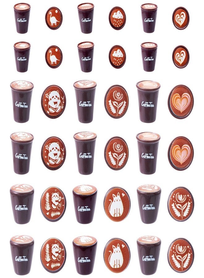 Spritewelry ٣٦ قطعة من زينة أكواب القهوة المصنوعة من الراتنج، إكسسوارات مصغرة لبيوت الدمى، أدوات مائدة لطيفة، زينة للمطبخ، أدوات مائدة للحديقة، أدوات مائدة للمكتب - Image 1
