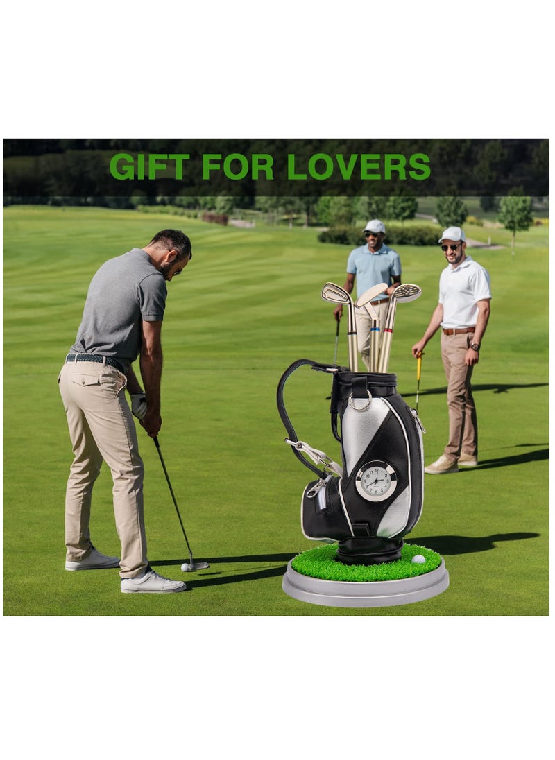 KASTWAVE Mini Golf Bag Pen Holder Set with Clock and 3 Golf Club Pens - Perfect Desktop Accessory for Golf Fans, Novelty Gift and Event Souvenir for Coworkers  - Image 4