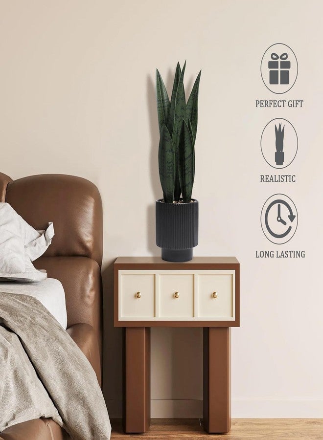 Chonsun Artificial Plants Sansevieria Snake Plant with Black Ceramic Pot Desk Small Fake Plant for Indoor Living Room Kitchen Bathroom Farmhouse Home Decor - Image 4