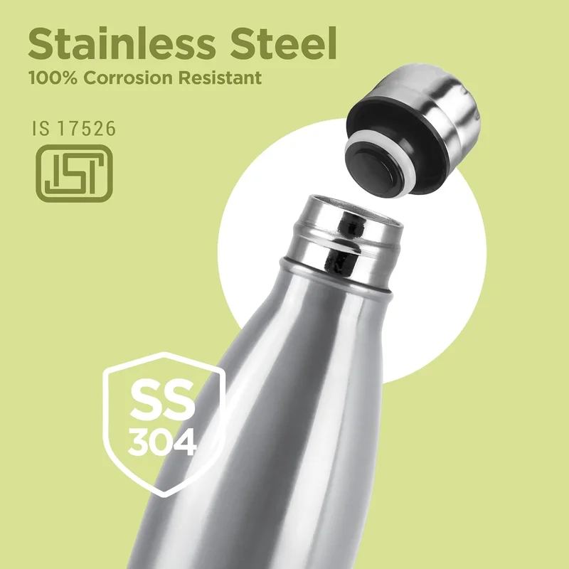 Milton  Milton Duo DLX 500 Thermosteel 24 Hours Hot and Cold Water Bottle, 1 Piece, 500 ml, Silver | Leak Proof | Office Bottle | Gym | Home | Kitchen | Hiking | Trekking | Travel Bottle Silver 500ml  | Best Price UAE