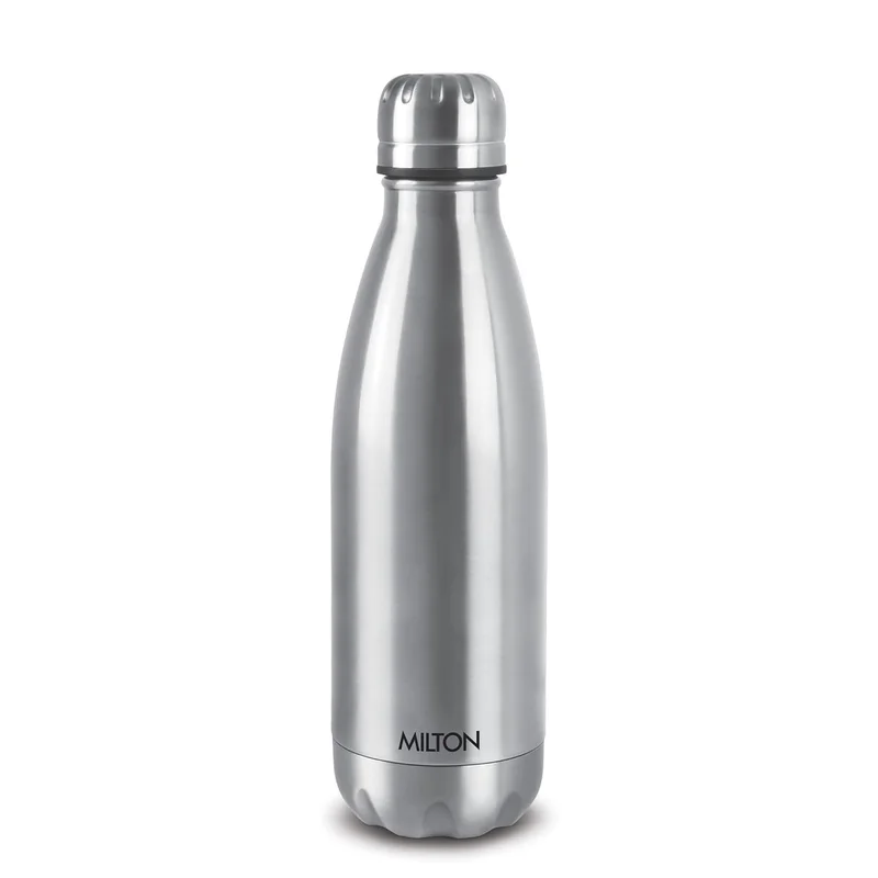 Milton Milton Duo DLX 500 Thermosteel 24 Hours Hot and Cold Water Bottle, 1 Piece, 500 ml, Silver | Leak Proof | Office Bottle | Gym | Home | Kitchen | Hiking | Trekking | Travel Bottle