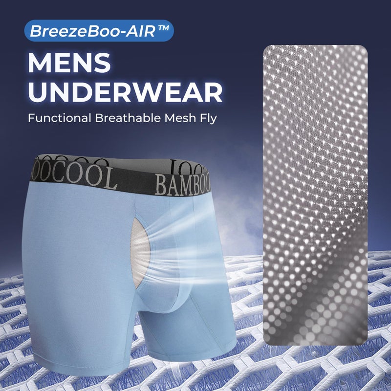 BAMBOO COOL BreezeBoo Men's Ultra Breathable Underwear Mesh Boxer Briefs with Lightwight Wasitband,No Ride Up,Multipack - Image 2