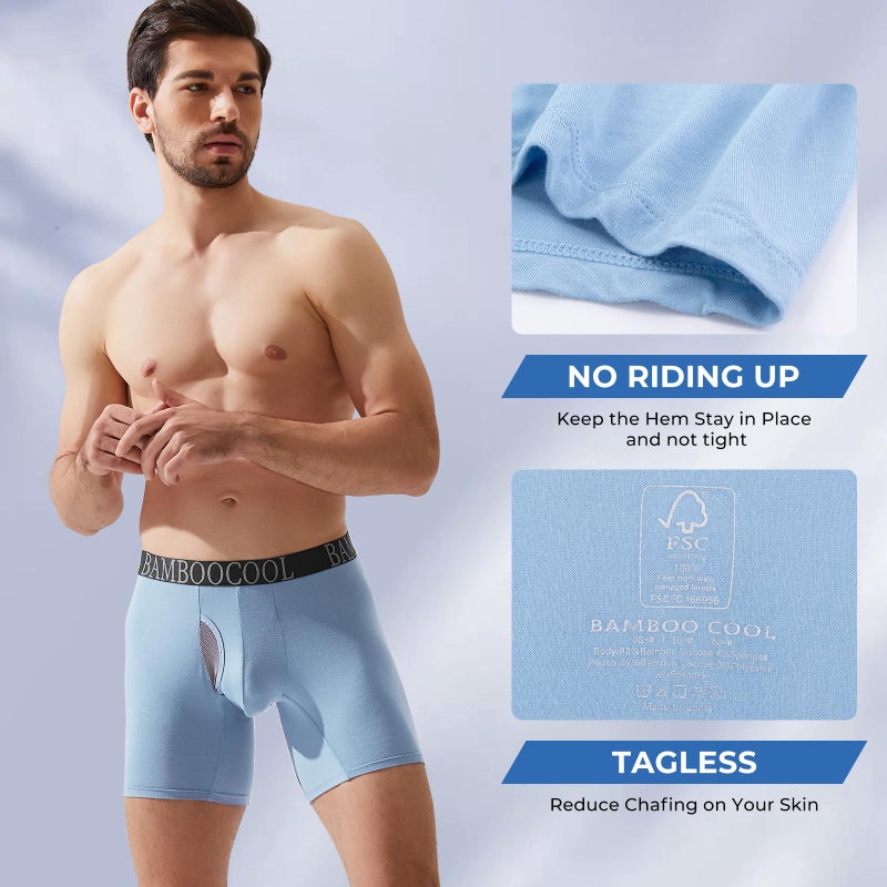 BAMBOO COOL BreezeBoo Men's Ultra Breathable Underwear Mesh Boxer Briefs with Lightwight Wasitband,No Ride Up,Multipack - Image 5