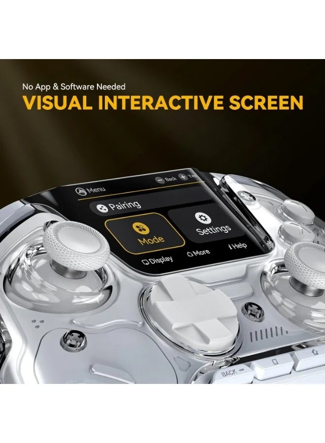 ManbaOne Wireless Game Controller with Interactive Screen for Windows PC/Switch/iOS/Android/Steam Deck,Hall Effect Stick and Trigger with Charging Dock(White) - Image 2