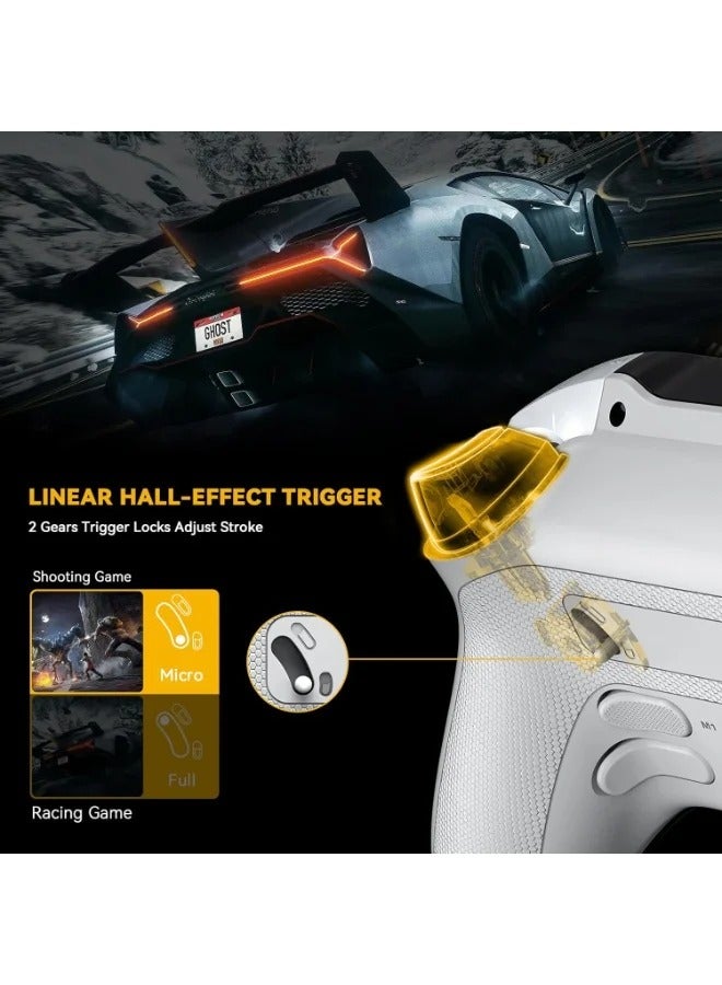 ManbaOne Wireless Game Controller with Interactive Screen for Windows PC/Switch/iOS/Android/Steam Deck,Hall Effect Stick and Trigger with Charging Dock(White) - Image 4