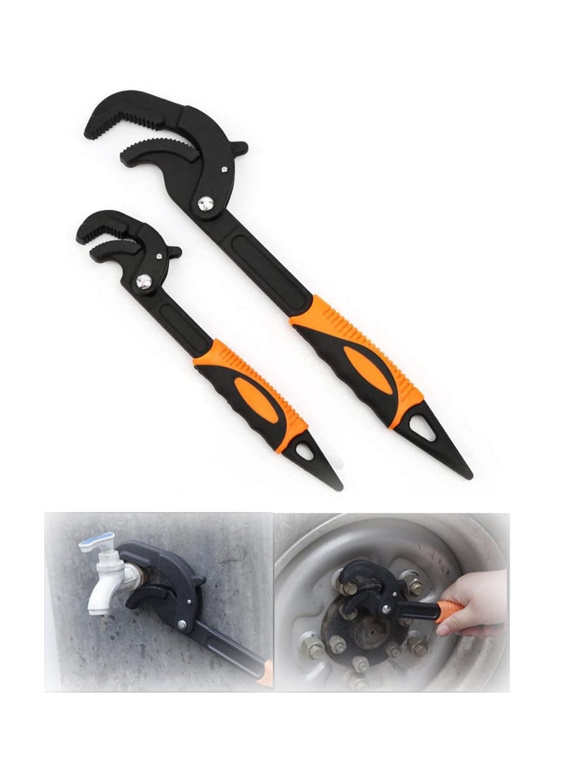 KASTWAVE - 2 Pcs Multi-function Universal Wrench Set, Self Adjusting Spanner Quick Power Grip Pipe Wrench, for Auto Repair and Home Maintenance - Image 1