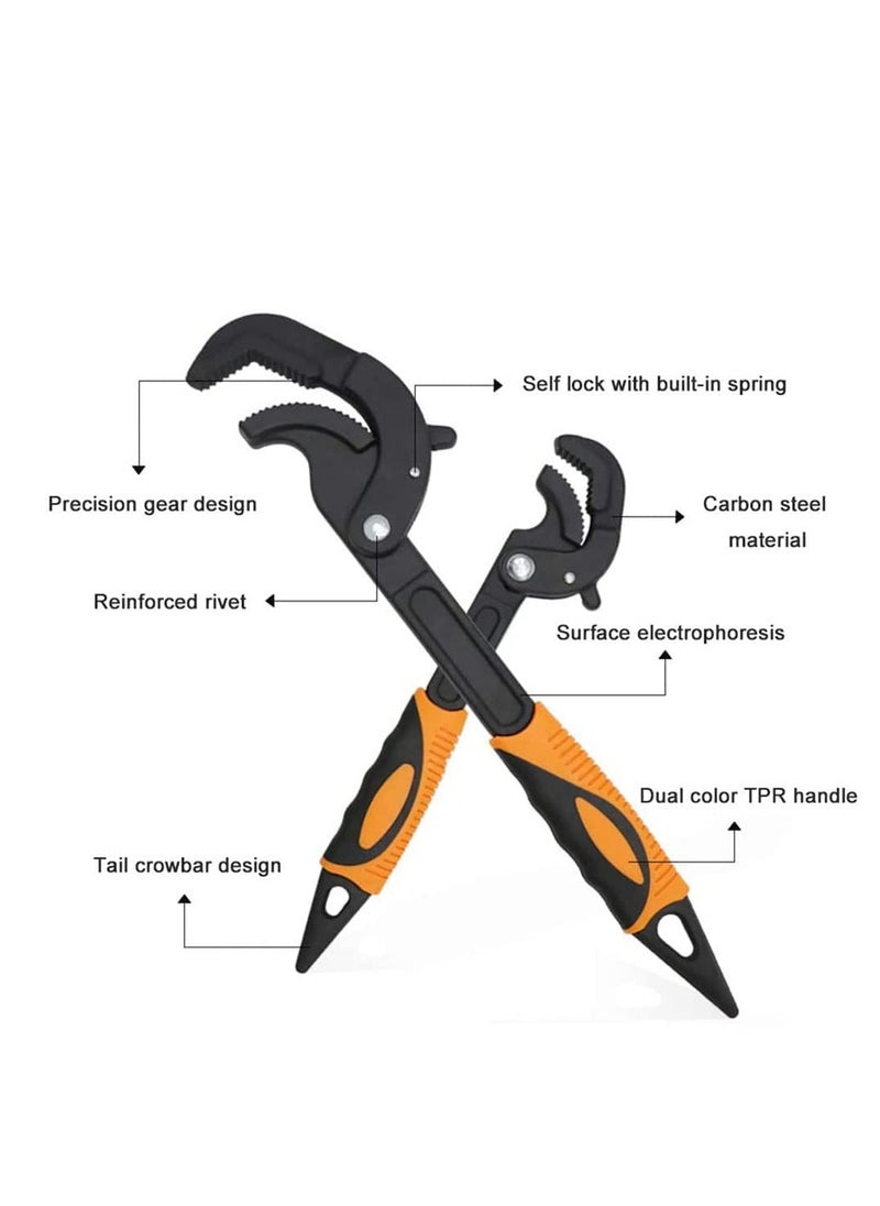 KASTWAVE - 2 Pcs Multi-function Universal Wrench Set, Self Adjusting Spanner Quick Power Grip Pipe Wrench, for Auto Repair and Home Maintenance - Image 1