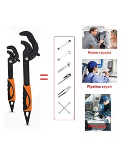 KASTWAVE 2 Pcs Multi-function Universal Wrench Set, Self Adjusting Spanner Quick Power Grip Pipe Wrench, for Auto Repair and Home Maintenance  - Image 4