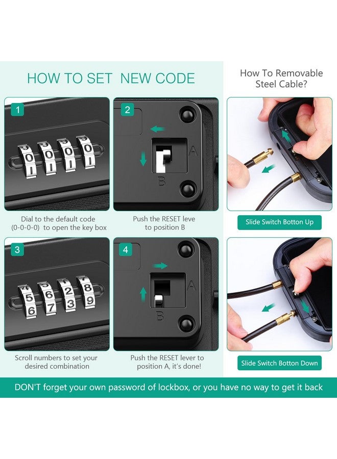 ORIA Portable Safe Box, Portable Security Case for Travel, 4-digit Combination Key Lock Box for Beach, Smartphones, Passports, Credit Cards Safe for Car, Home - Image 5