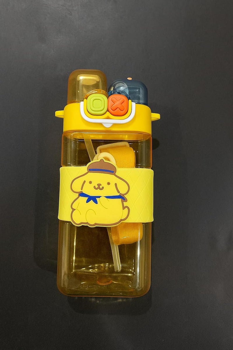 Scribify Animal Design 520ml 2-Way Sipper Water Bottle for Kids | Straw & Direct Drinking | Leakproof & BPA-Free | Cute & Durable School Bottle for Boys & Girls (YELLOW) - Image 5