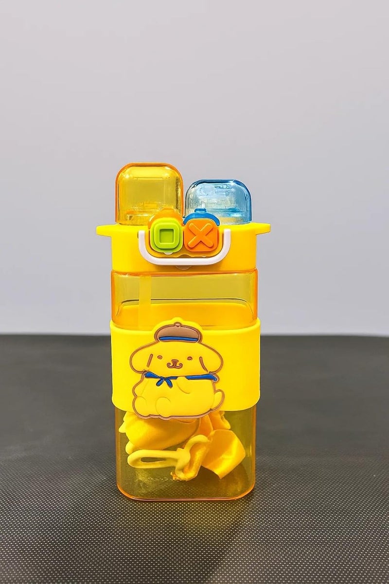Scribify Animal Design 520ml 2-Way Sipper Water Bottle for Kids | Straw & Direct Drinking | Leakproof & BPA-Free | Cute & Durable School Bottle for Boys & Girls (YELLOW) - Image 3