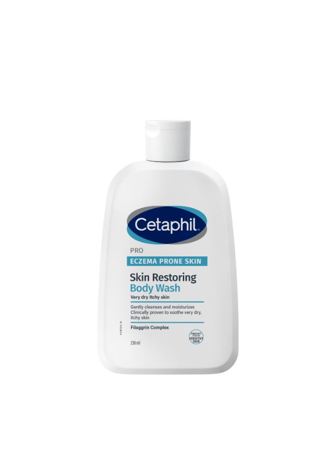 Cetaphil PRO Eczema Prone Skin Soothing Body And Face Wash, For Itch Prone Skin, With Niacinamide And Shea Butter, Vegan Friendly White 236ml