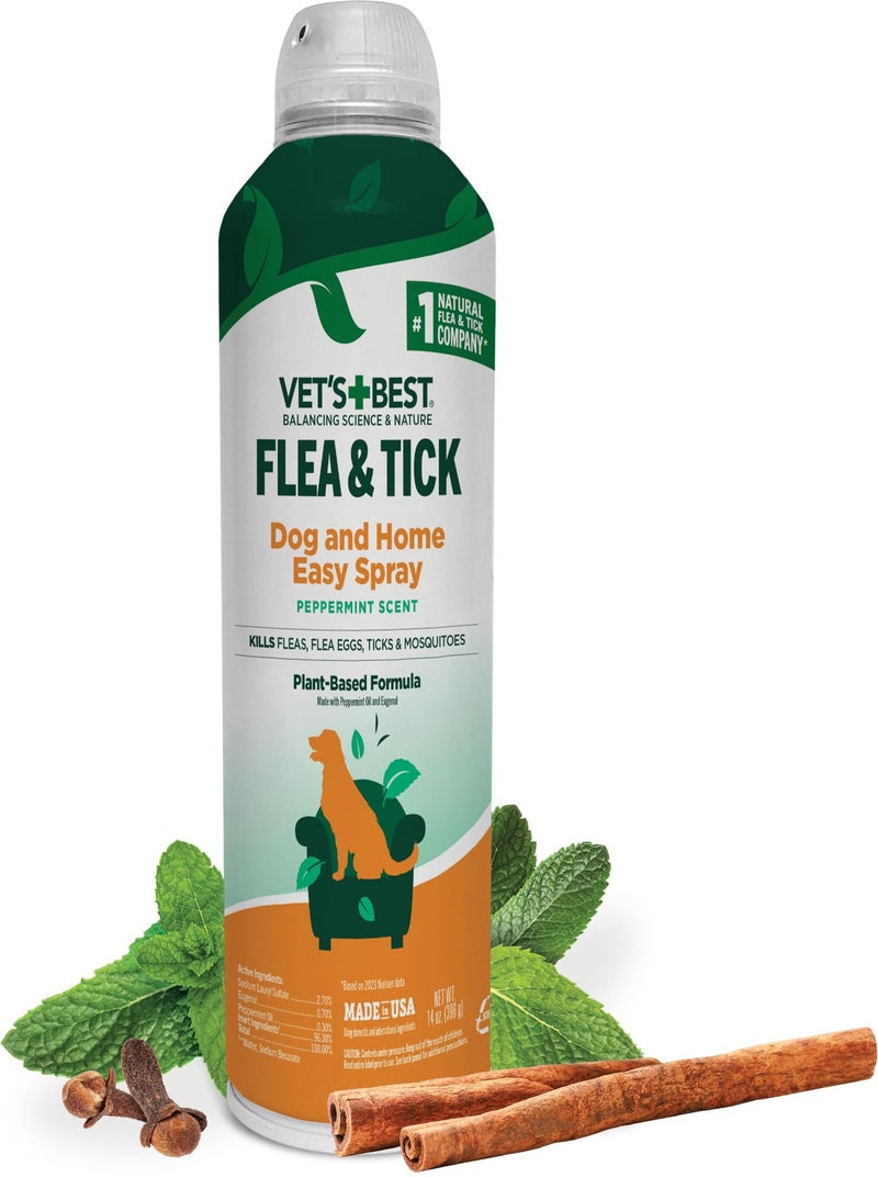 Vet's Best Natural Flea and Tick Home Spray, Dog Flea and Tick Treatment for Home, Plant-Based Flea and Tick Prevention, Dog Flea & Tick Control and Mosquito Repellent, Certified Natural Oils, 14 oz - Image 1