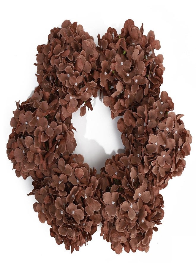 DuHouse Artificial Hydrangea Silk Flower Heads with Stem Fake Hydrangea Flowers for Wedding Home Garden Centerpiece Pack of 6(Mocha Brown) - Image 1