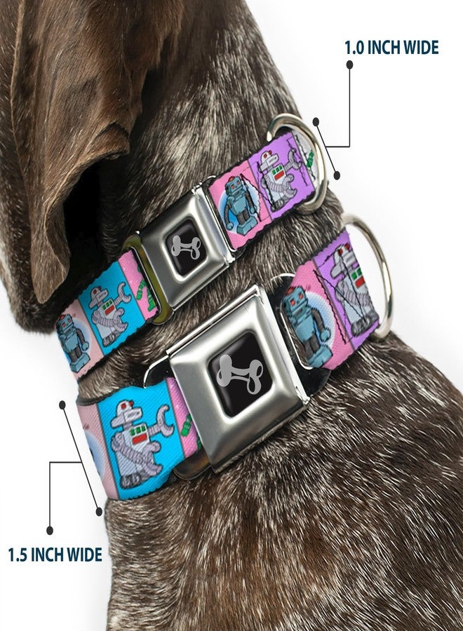 Buckle Down Dog Collar Seatbelt Buckle Robots Pastel Blocks 9 to 15 Inches 1.0 Inch Wide - Image 2
