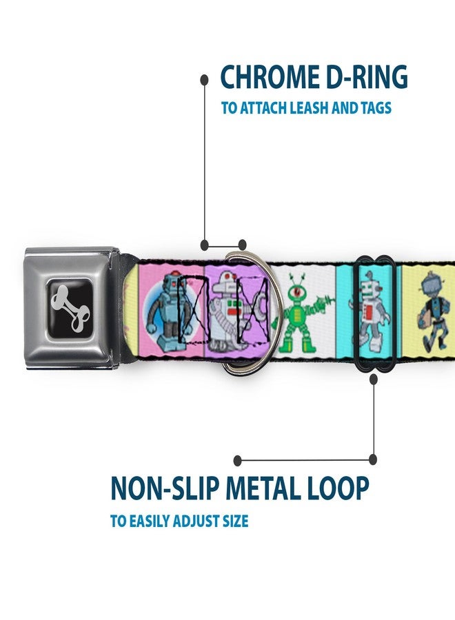 Buckle Down Dog Collar Seatbelt Buckle Robots Pastel Blocks 9 to 15 Inches 1.0 Inch Wide - Image 5