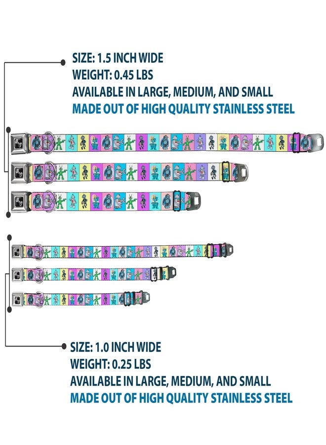 Buckle Down Dog Collar Seatbelt Buckle Robots Pastel Blocks 9 to 15 Inches 1.0 Inch Wide - Image 3