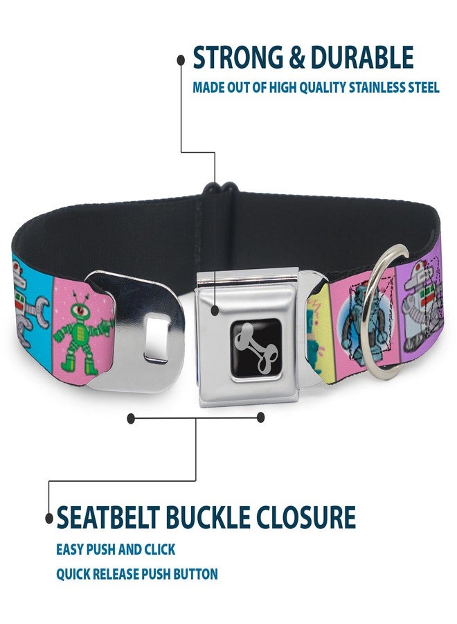 Buckle Down Dog Collar Seatbelt Buckle Robots Pastel Blocks 9 to 15 Inches 1.0 Inch Wide - Image 4