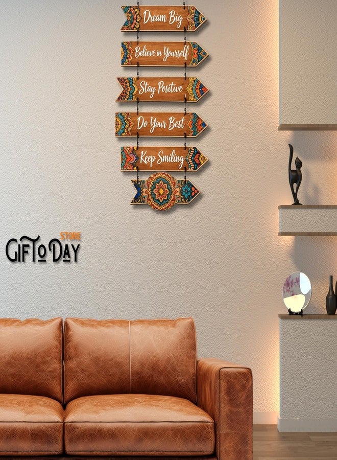 GIFTODAY لوحة جدارية خشبية معلقة من جيفت توداي لتزيين المنزل | لوحة جدارية تحفيزية وروحانية وحدائقية تحمل اقتباسات، مناسبة لغرفة المعيشة وغرفة النوم والمدخل والمكتب (احلم أحلامًا كبيرة) - Image 3