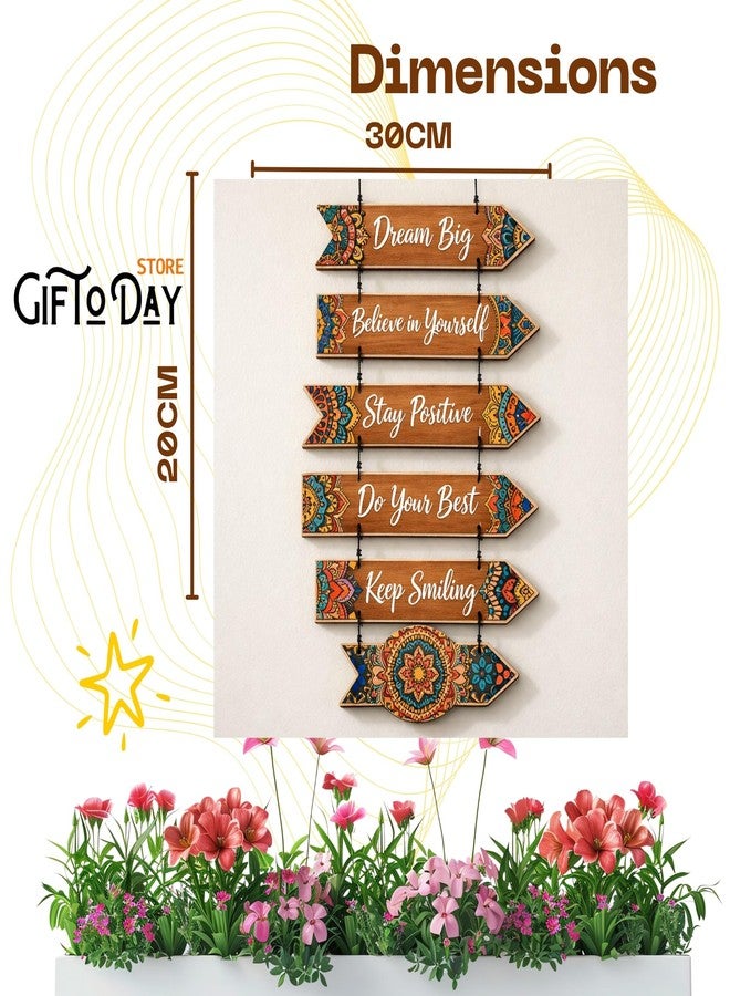 GIFTODAY لوحة جدارية خشبية معلقة من جيفت توداي لتزيين المنزل | لوحة جدارية تحفيزية وروحانية وحدائقية تحمل اقتباسات، مناسبة لغرفة المعيشة وغرفة النوم والمدخل والمكتب (احلم أحلامًا كبيرة) - Image 2