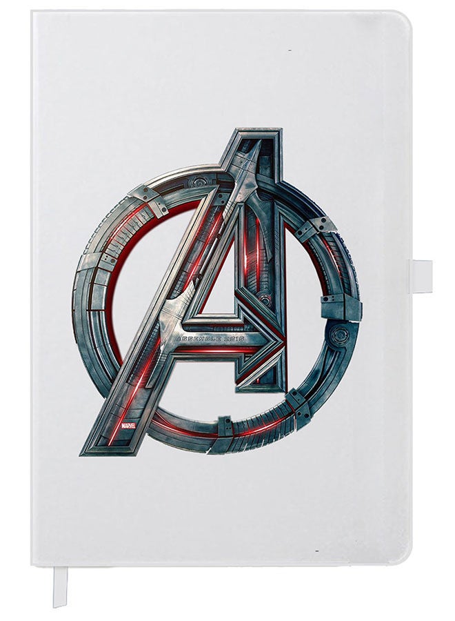 Theodor Designer A5 Thick White Hardcover Notebook Avenger-Logo - Image 1