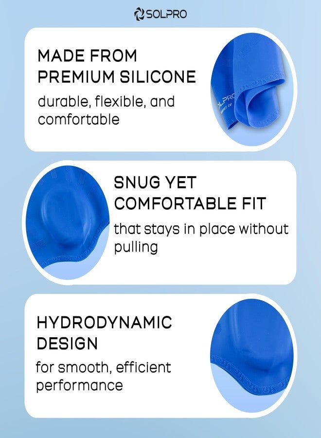 Solpro Sunset Cay Unisex Swimming Cap|for Men,Women,Boys,Girls,Athletes,Swimmers|for Training,Competition in Swimming Pool,Water Sport,Beach,Water Park & Activties|One Size Fits All(Blue) - Image 4