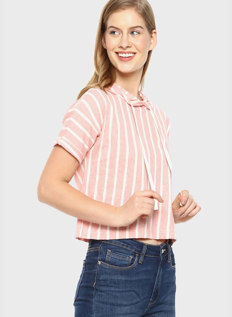 Campus Sutra Striped Hoodie - Image 2