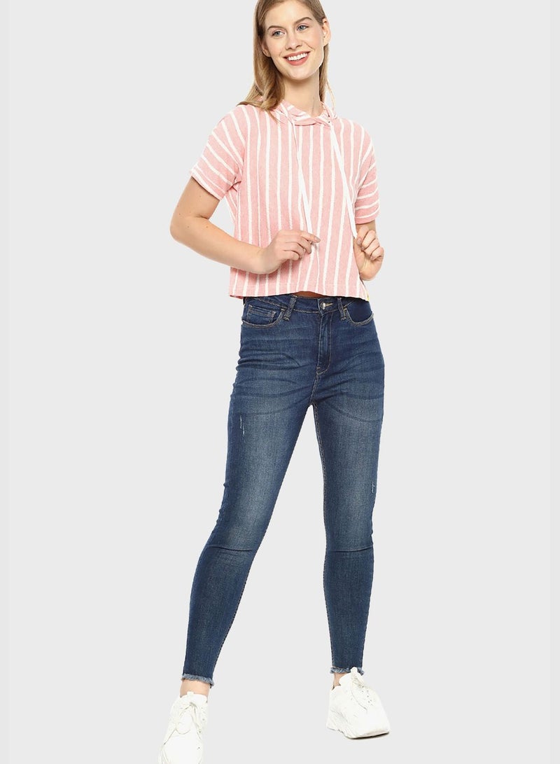 Campus Sutra Striped Hoodie - Image 4