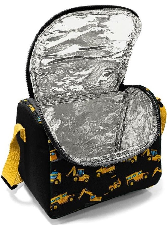CORAL HIGH Kids Black Yellow Construction Machine Patterned Thermo Lunch Box 11813  - Image 5