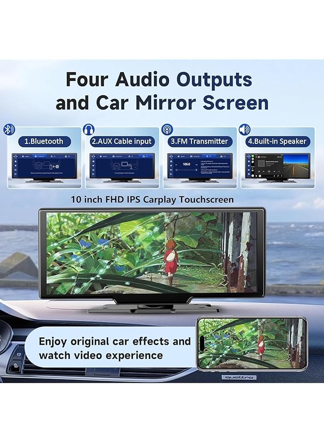 Generic Wireless Carplay Screen For Car, 10.26" Portable Car Radio With Camera 4K Front &1080P Rear, Carplay Screen For Car With 64G Tf, Siri/Google, Aux/Fm - Image 5